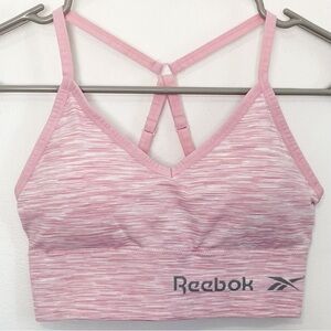 REEBOK Light Pink Strappy Back Padded Sports Bra Size Medium